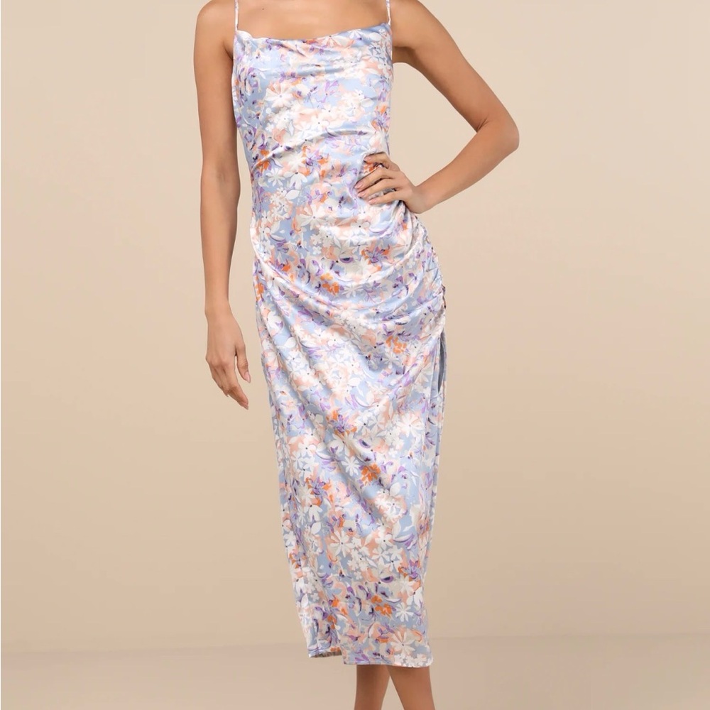 Lulu's Floral Cowl Neck Midi Dress - XS